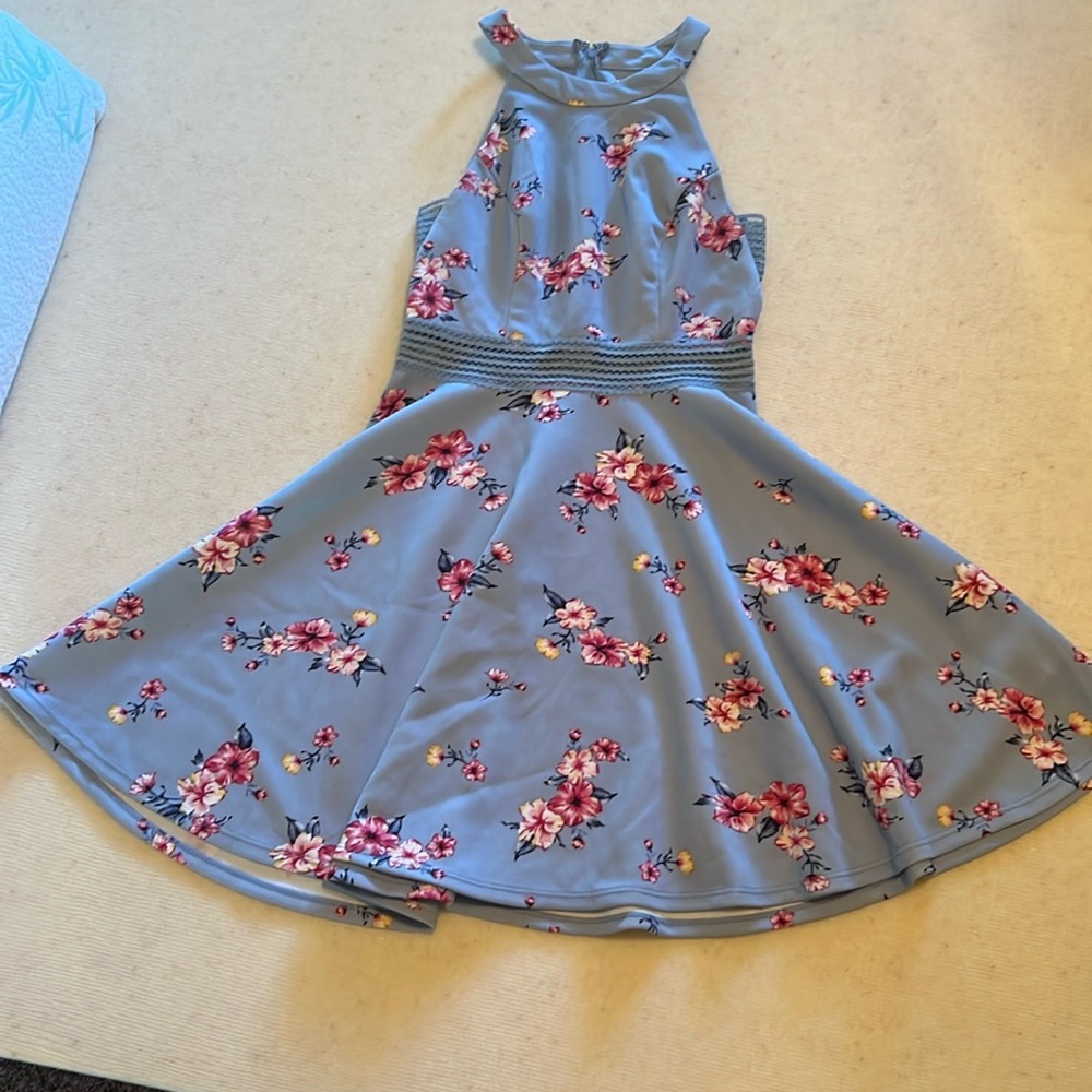 Blue Floral Wedding Guest Dress Semi-Formal Summer
